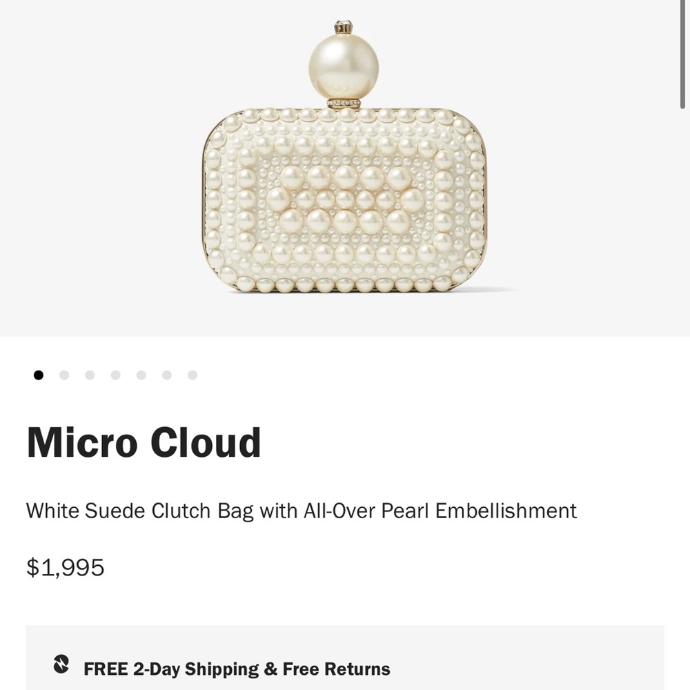Jimmy Choo Micro Cloud Pearl bag. This bag is small only fits cards & lipstick.